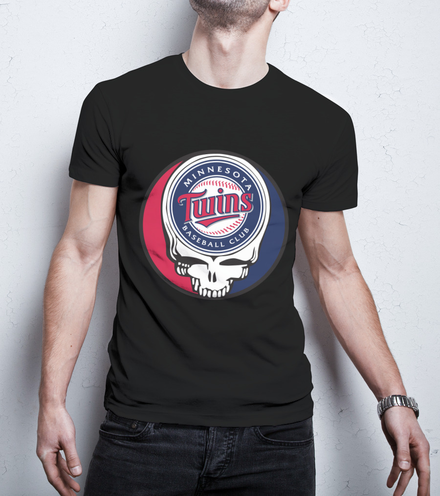 Minnesota Twins Baseball Club And Grateful Dead Skull Logo Mashup T-Shirt