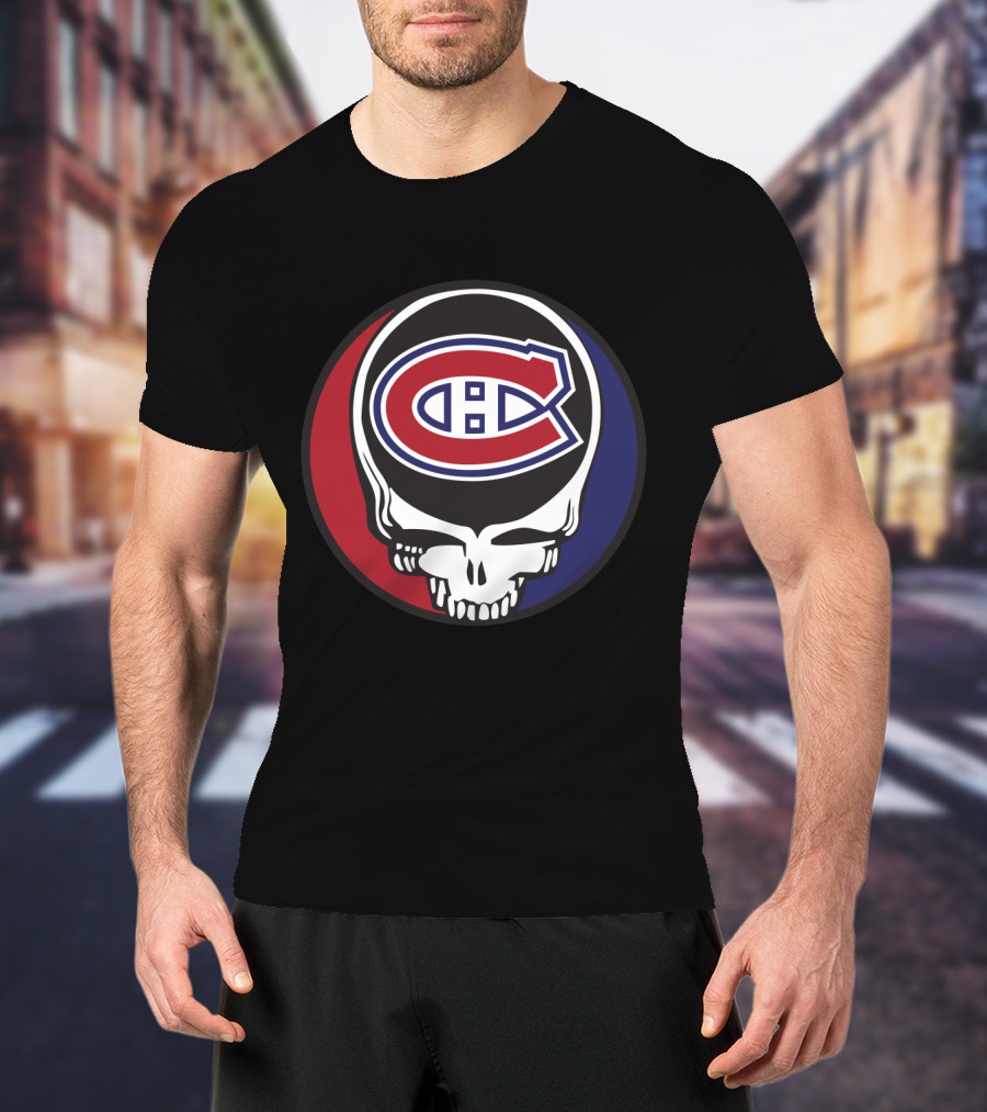 Grateful Dead Skull With Montreal Canadiens Logo For Fans T-Shirt
