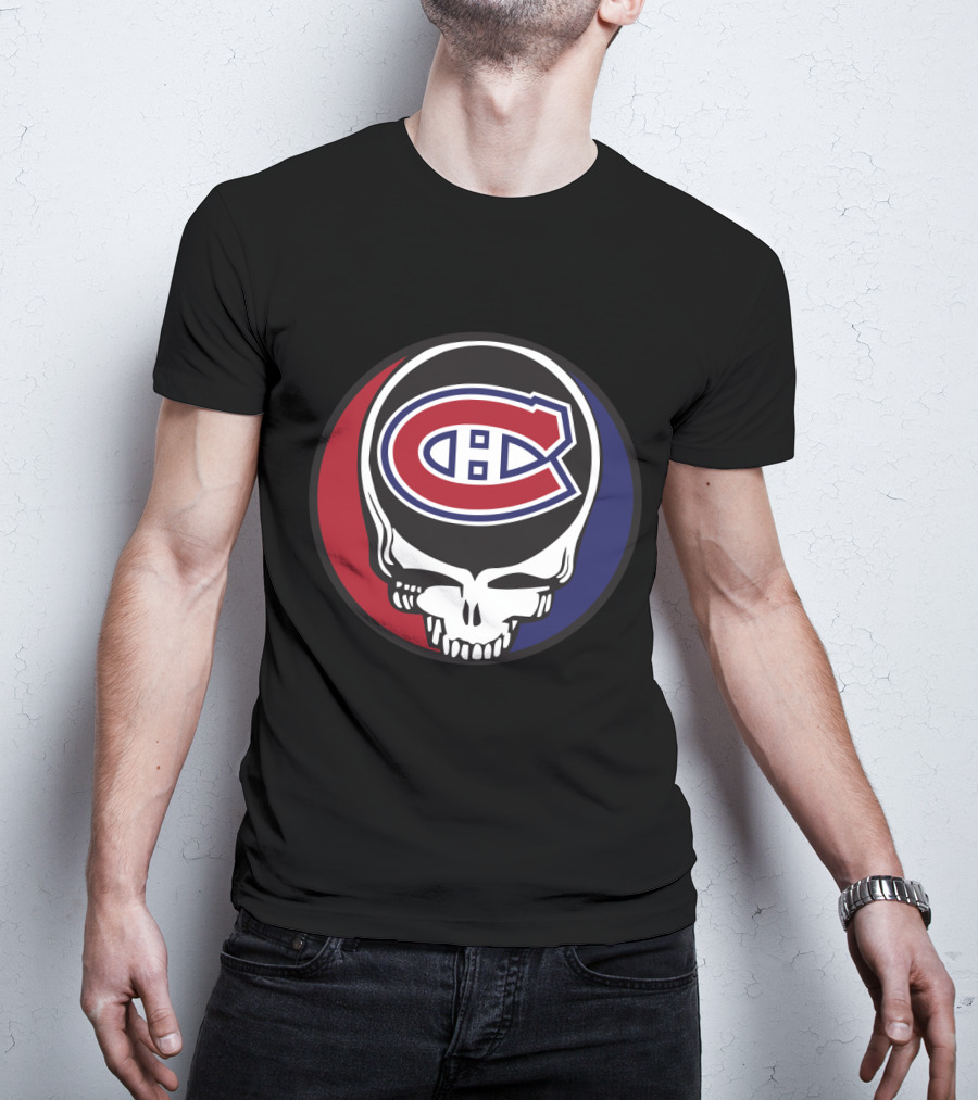 Grateful Dead Skull With Montreal Canadiens Logo For Fans T-Shirt