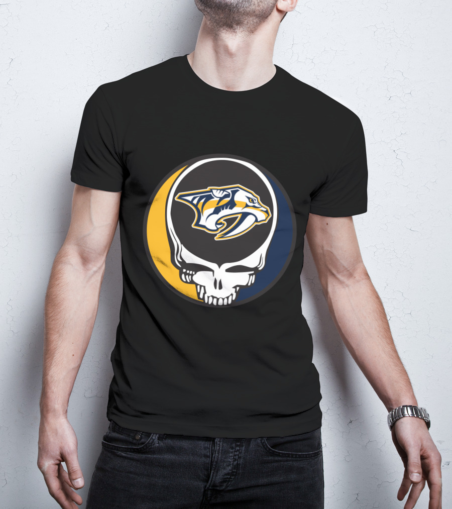 Nashville Predators Logo With Grateful Dead Skull Design For Fans T-Shirt