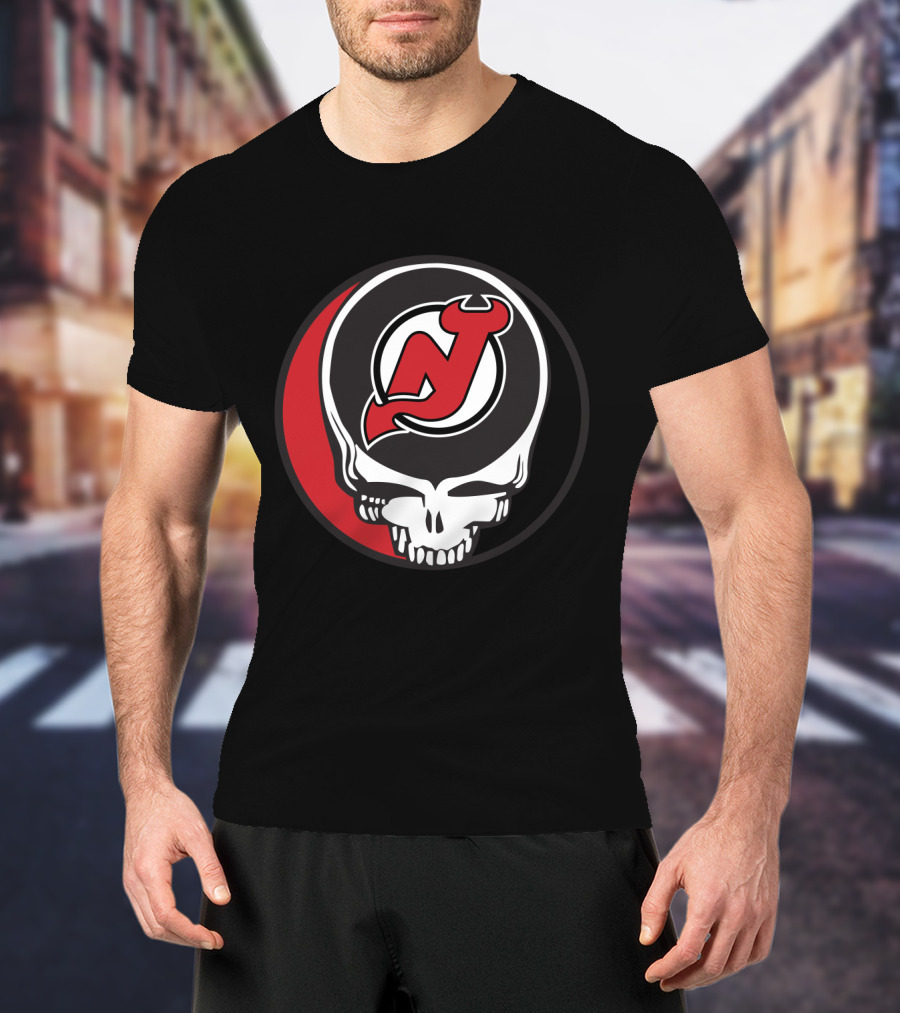 Grateful Dead Skull With New Jersey Devils Logo For Fans T-Shirt