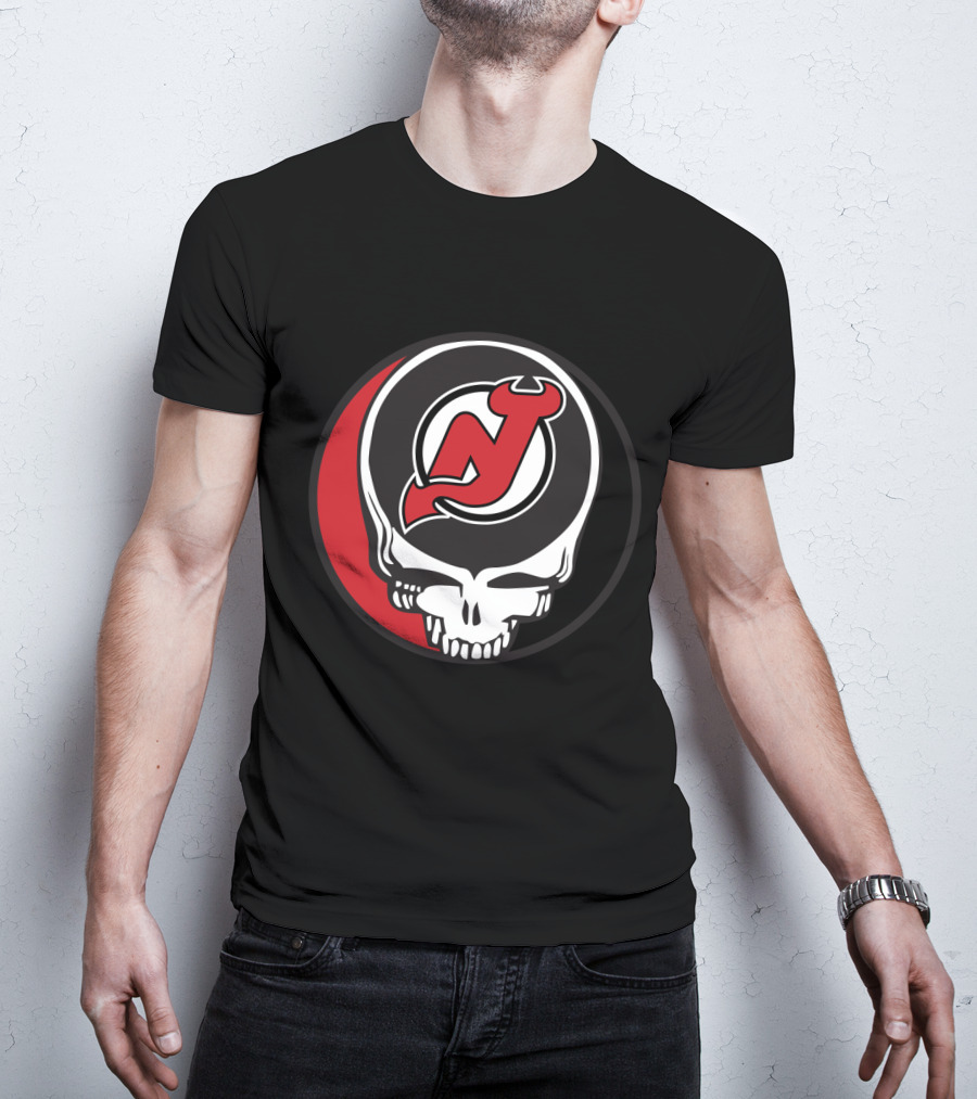 Grateful Dead Skull With New Jersey Devils Logo For Fans T-Shirt