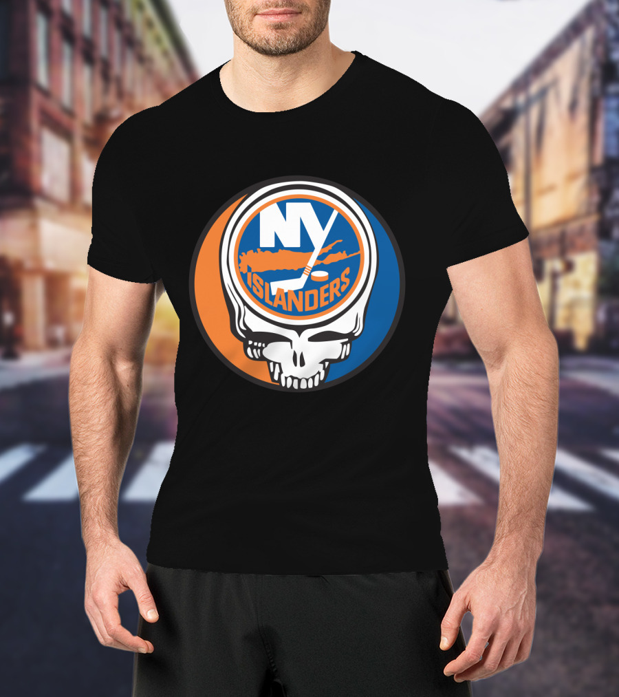 New York Islanders Grateful Dead Skull Logo Mashup T-Shirt