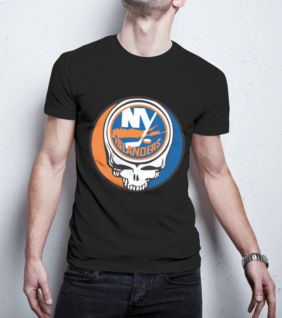 New York Islanders Grateful Dead Skull Logo Mashup T-Shirt