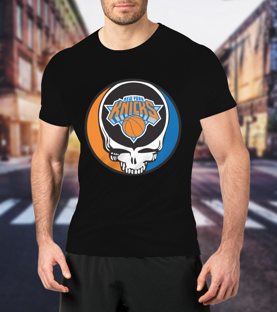 New York Knicks Grateful Dead Skull Basketball Fusion T-Shirt