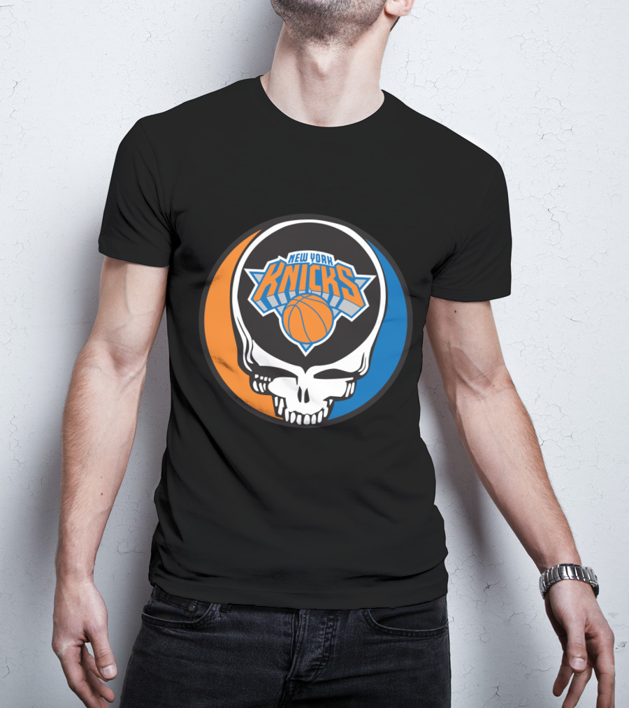 New York Knicks Grateful Dead Skull Basketball Fusion T-Shirt