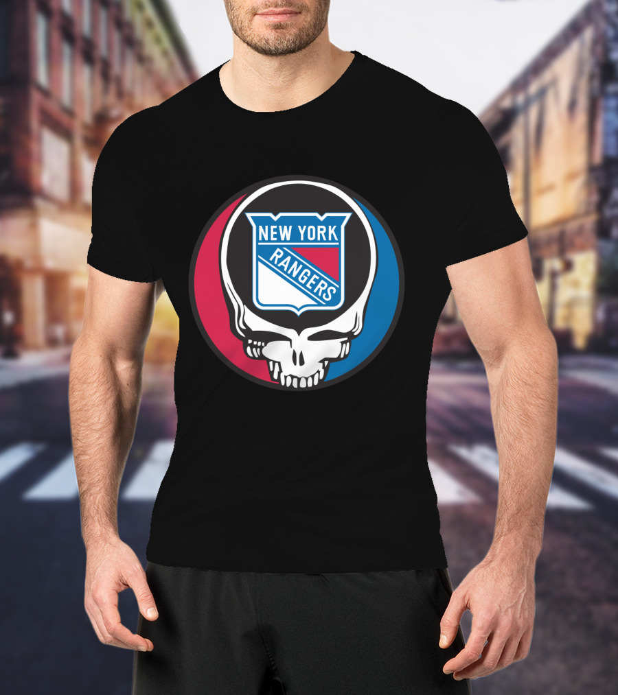New York Rangers Grateful Dead Steal Your Face Skull Logo Fan T-Shirt