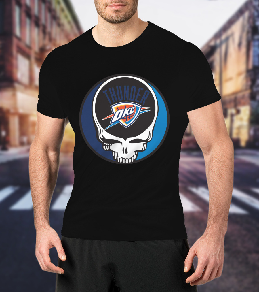 Thunder Okc Basketball Skull Icon For Grateful Dead Oklahoma City Fans T-Shirt