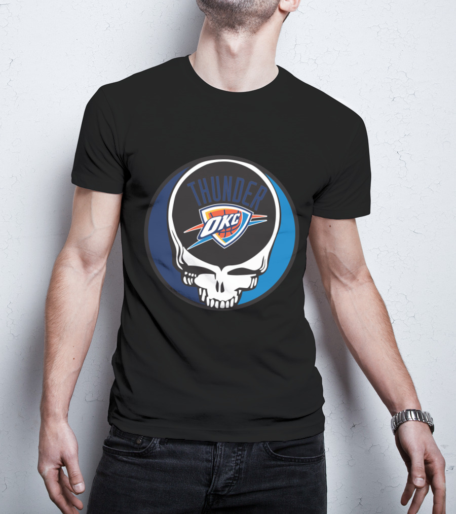 Thunder Okc Basketball Skull Icon For Grateful Dead Oklahoma City Fans T-Shirt
