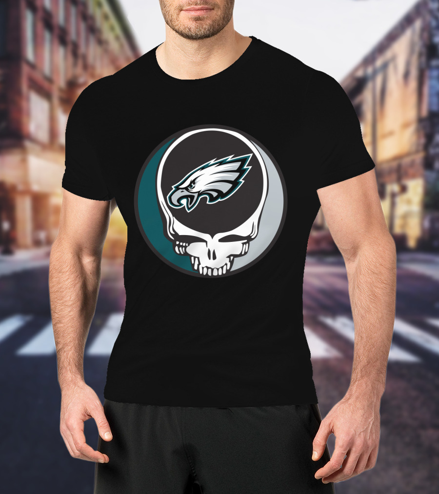 Grateful Dead Philadelphia Eagles Skull Logo Fusion T-Shirt