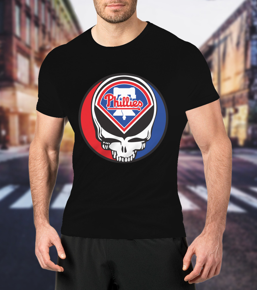 Philadelphia Phillies Grateful Dead Mashup Skull T-Shirt