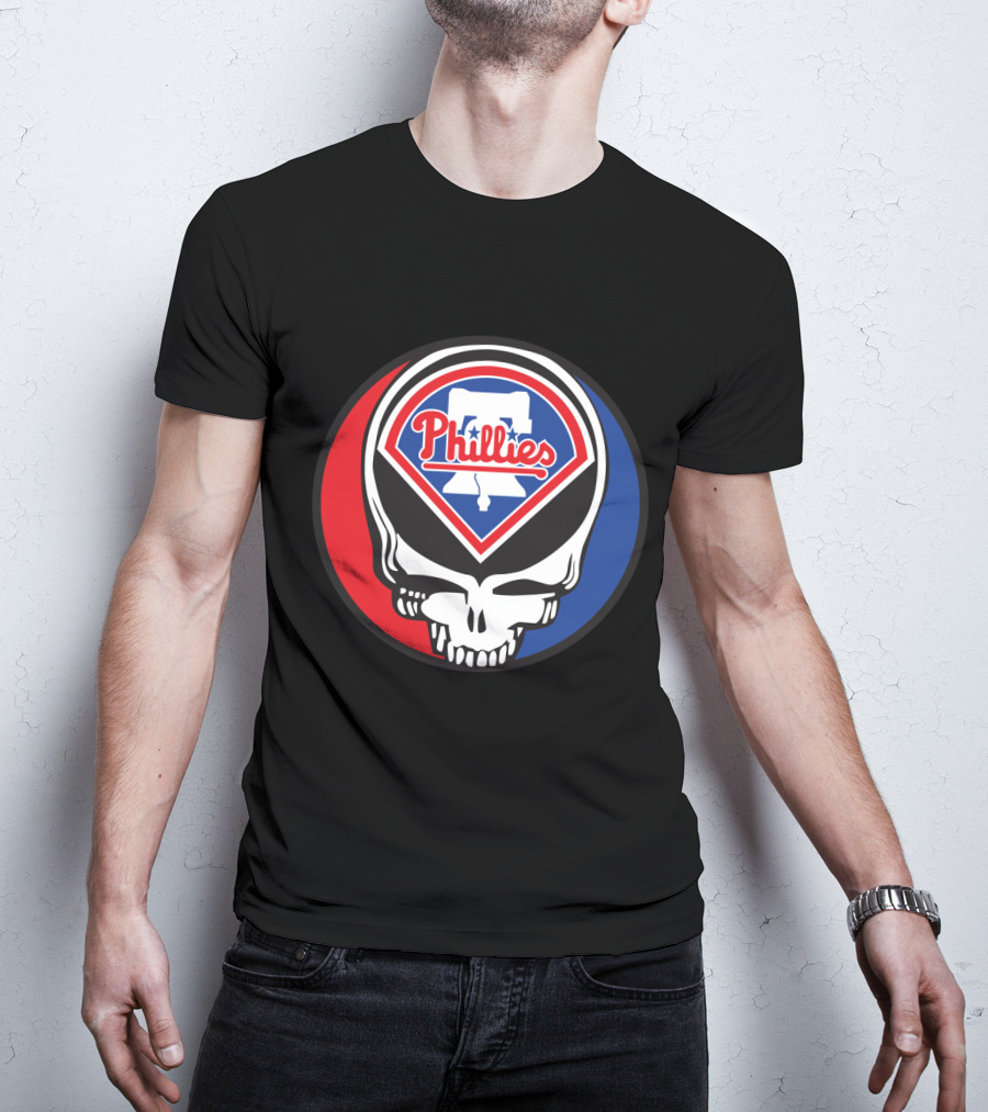 Philadelphia Phillies Grateful Dead Mashup Skull T-Shirt