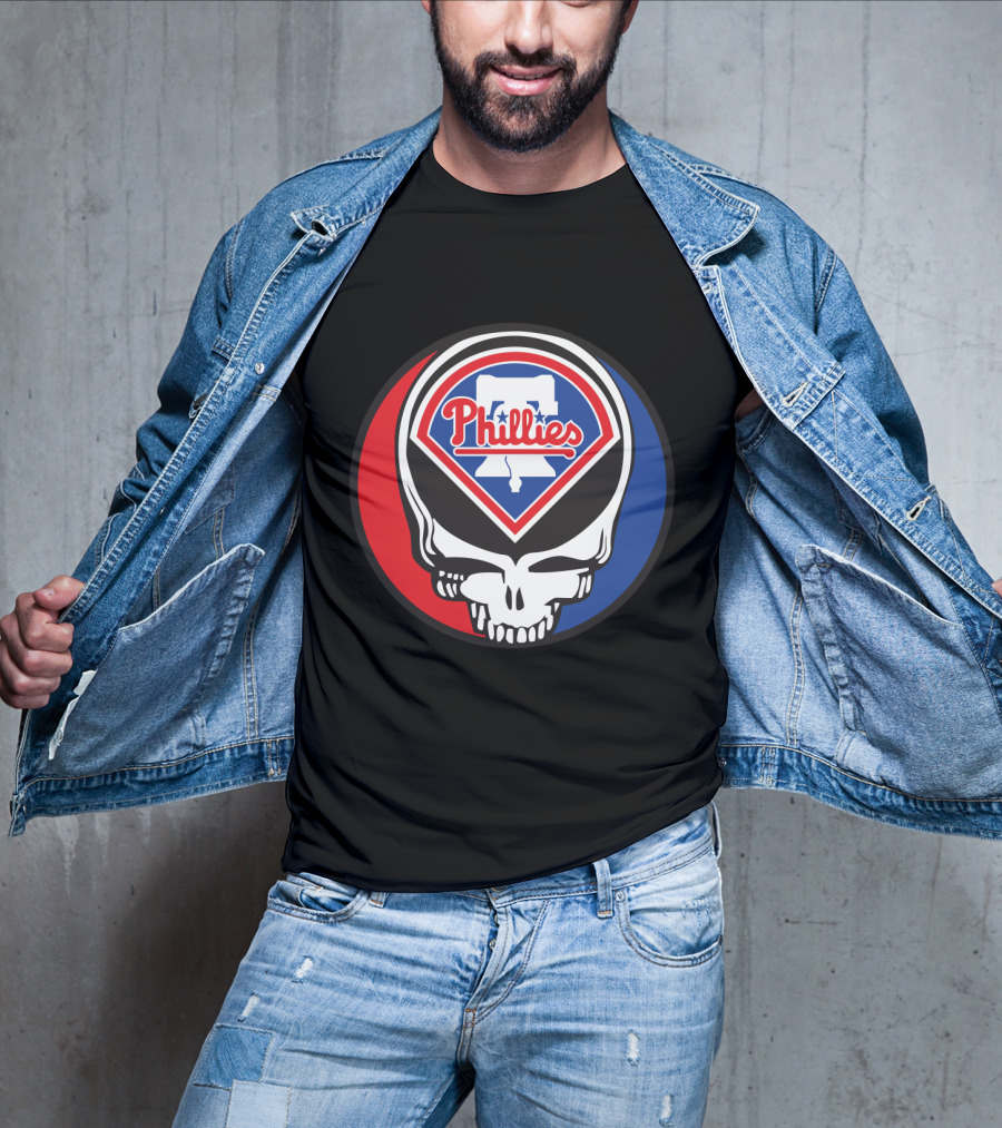 Philadelphia Phillies Grateful Dead Mashup Skull T-Shirt