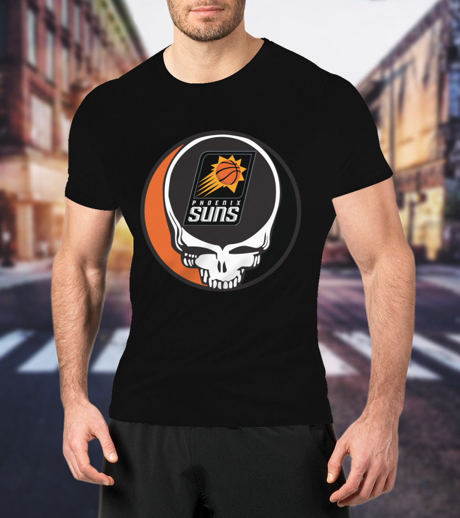 Grateful Dead Skull With Phoenix Suns Basketball T-Shirt
