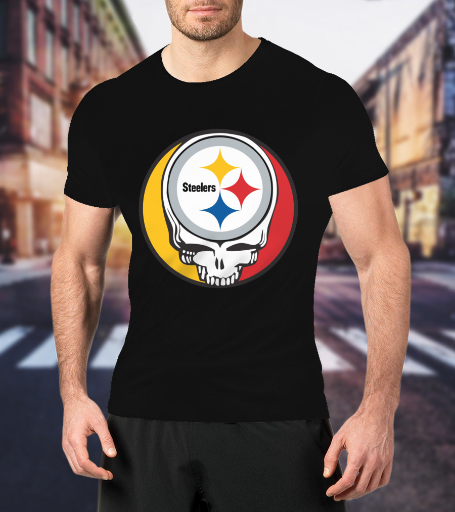 Steelers Logo In Grateful Dead Skull Mashup For Pittsburgh Fans T-Shirt
