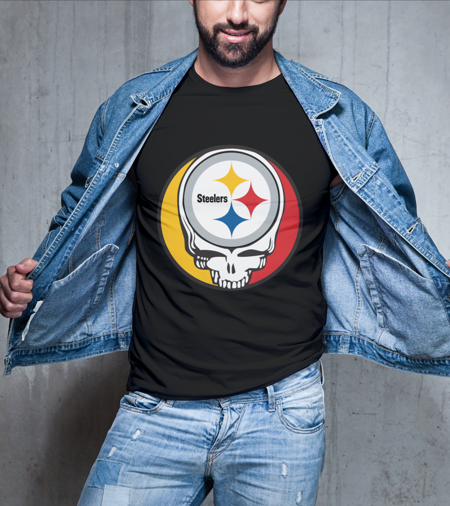 Steelers Logo In Grateful Dead Skull Mashup For Pittsburgh Fans T-Shirt