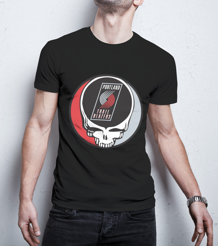 Portland Trail Blazers In Grateful Dead Skull T-Shirt