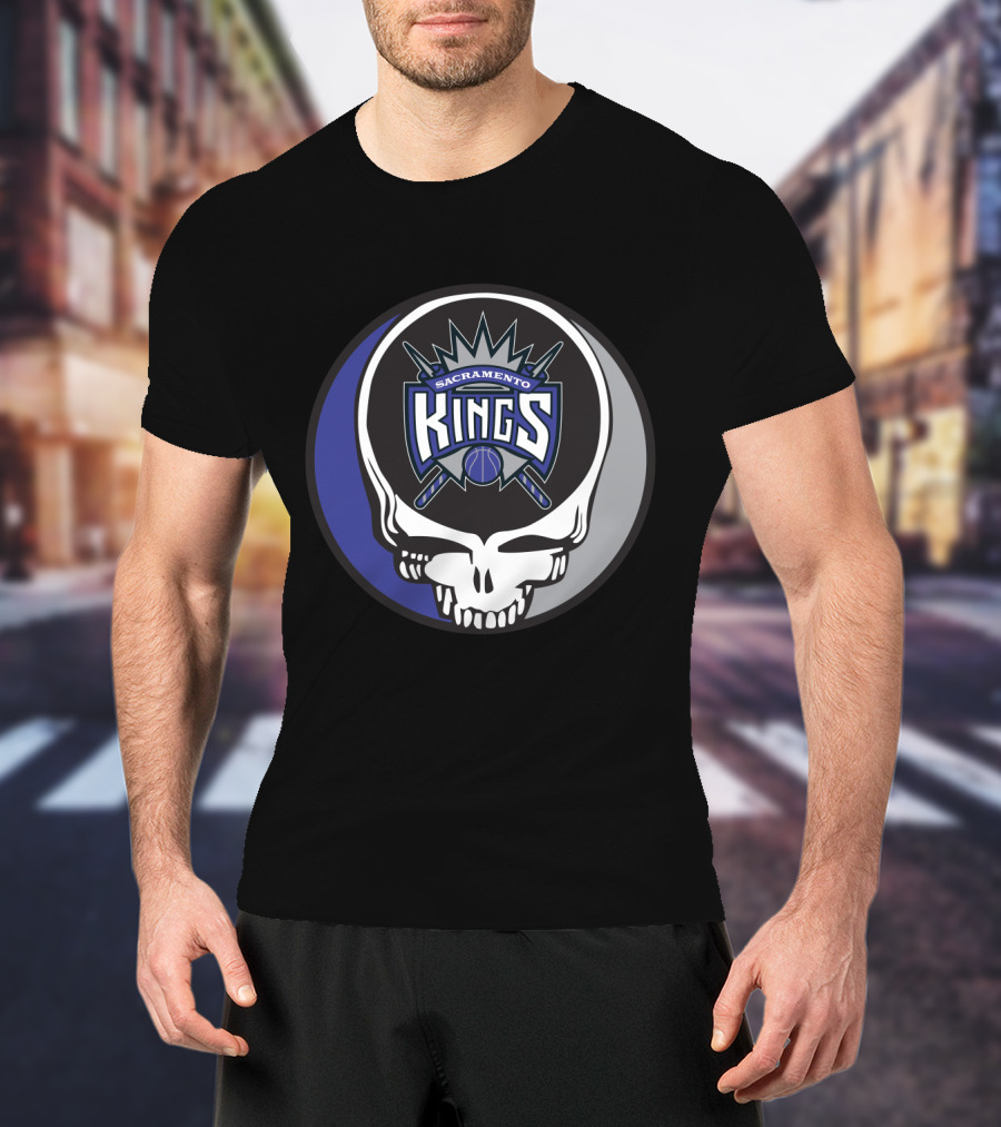 Grateful Dead Sacramento Kings Skull Logo Fusion T-Shirt
