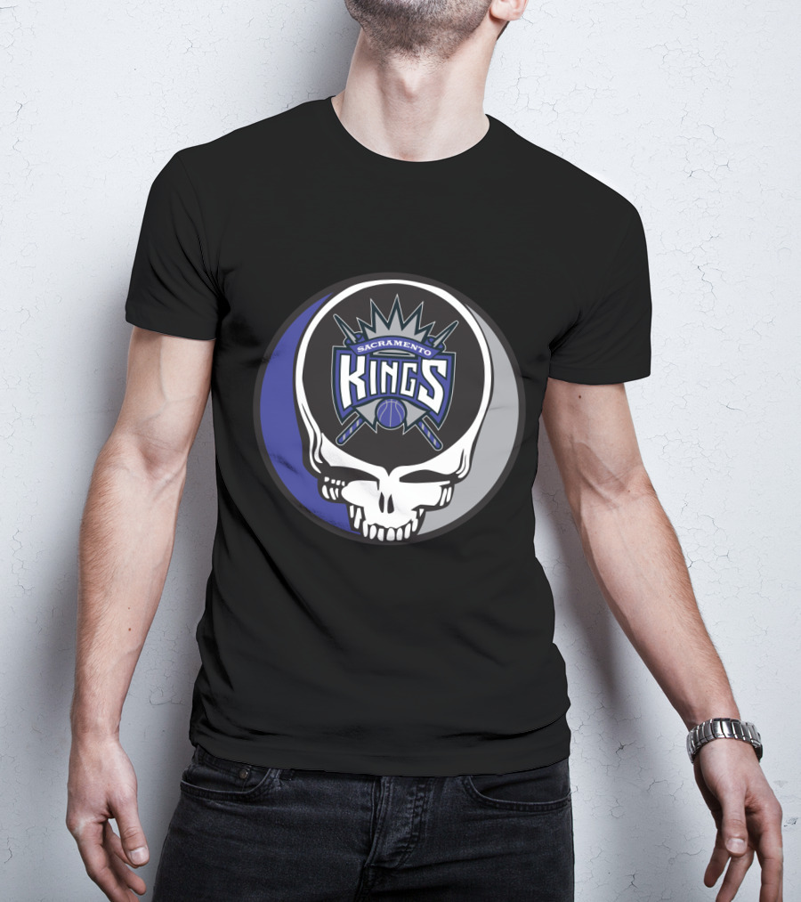 Grateful Dead Sacramento Kings Skull Logo Fusion T-Shirt