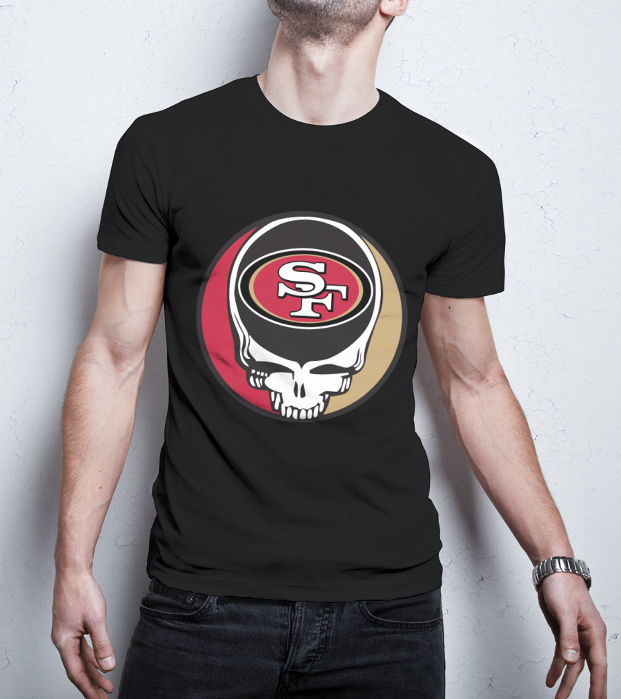 Grateful Dead Skull With San Francisco 49ers Sf Logo For Fans T-Shirt