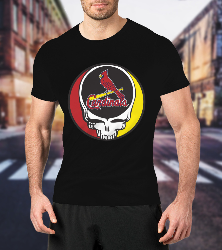 Grateful Dead Skull Design With St. Louis Cardinals Logo For Fans T-Shirt