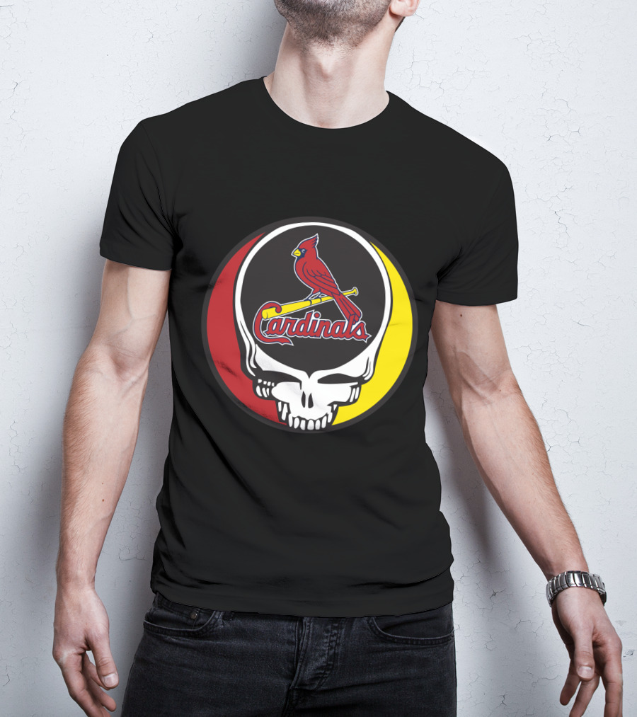 Grateful Dead Skull Design With St. Louis Cardinals Logo For Fans T-Shirt