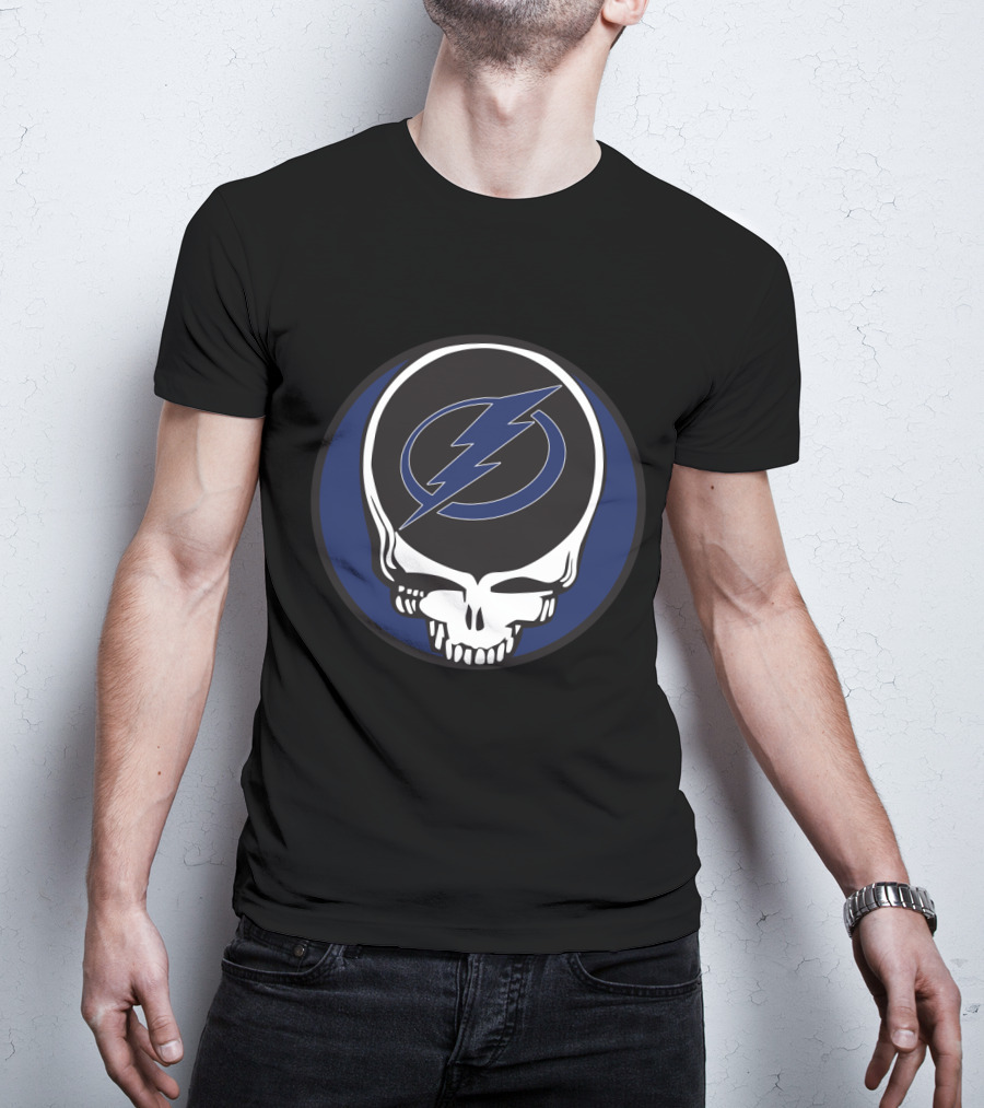 Grateful Dead Tampa Bay Lightning Fans Skull With Bolt T-Shirt