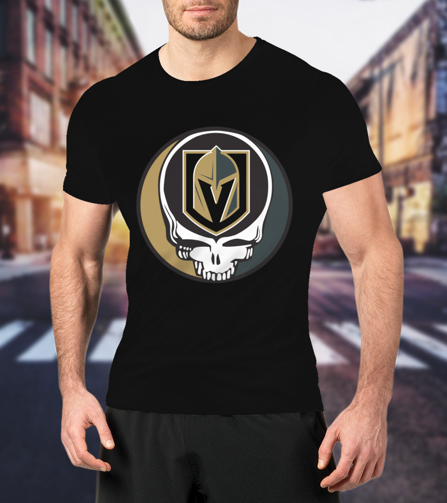 Grateful Dead Skull With Vegas Golden Knights Helmet T-Shirt