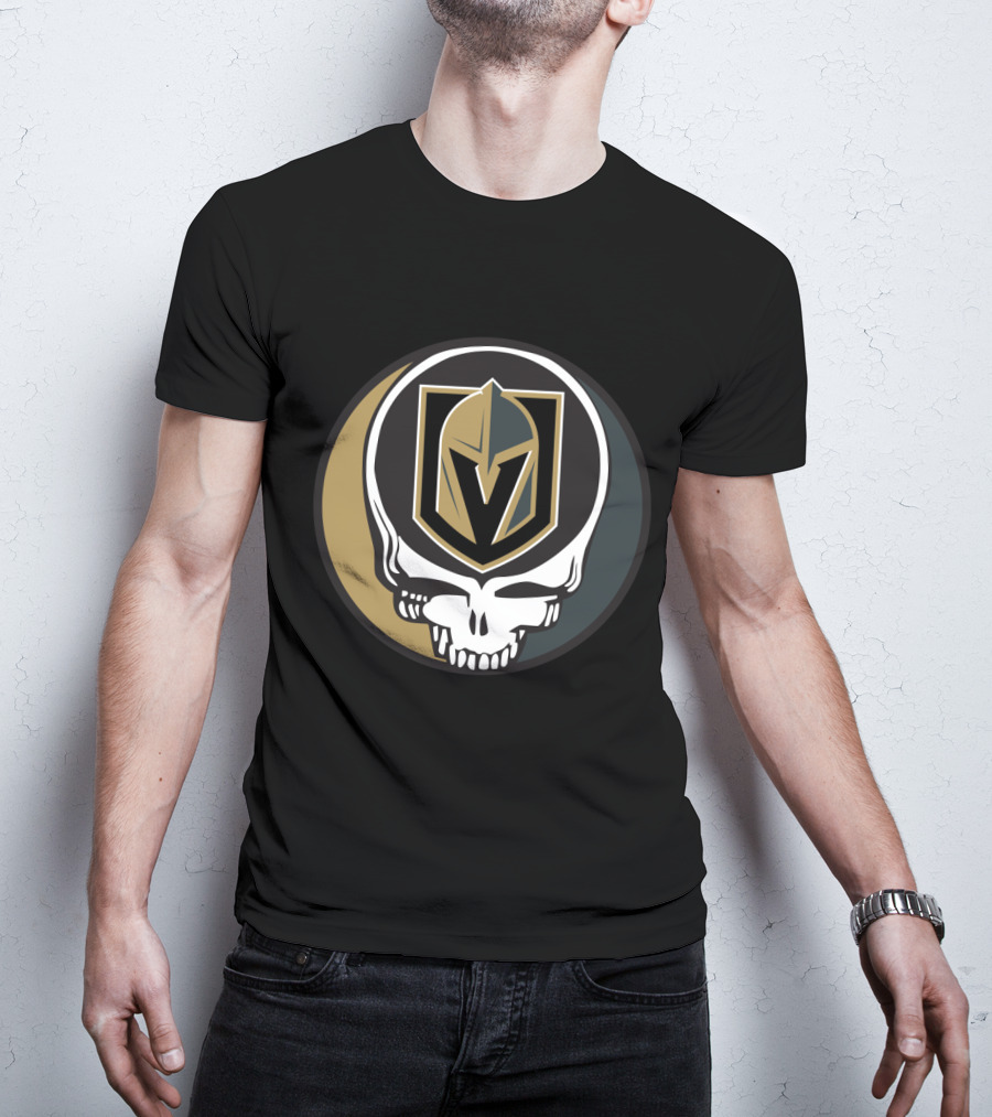 Grateful Dead Skull With Vegas Golden Knights Helmet T-Shirt