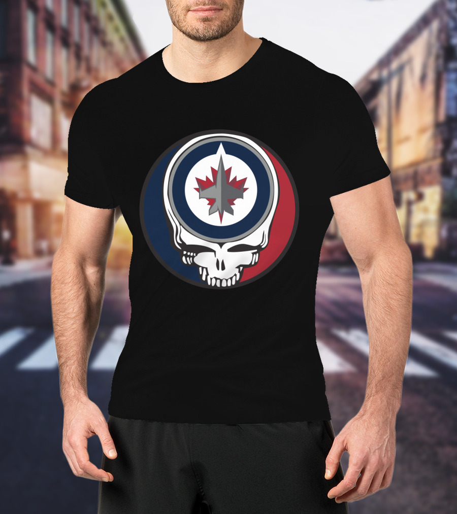 Grateful Dead Skull With Winnipeg Jets Logo For Fans T-Shirt
