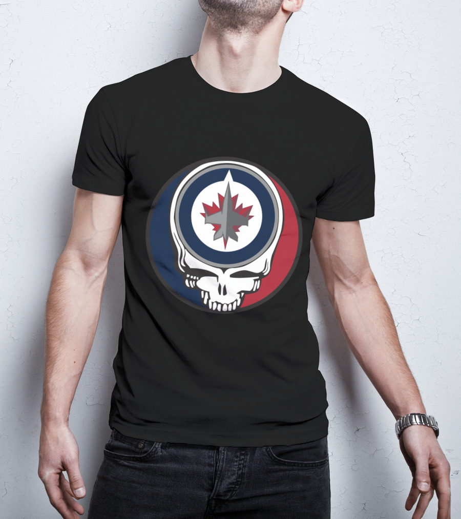 Grateful Dead Skull With Winnipeg Jets Logo For Fans T-Shirt