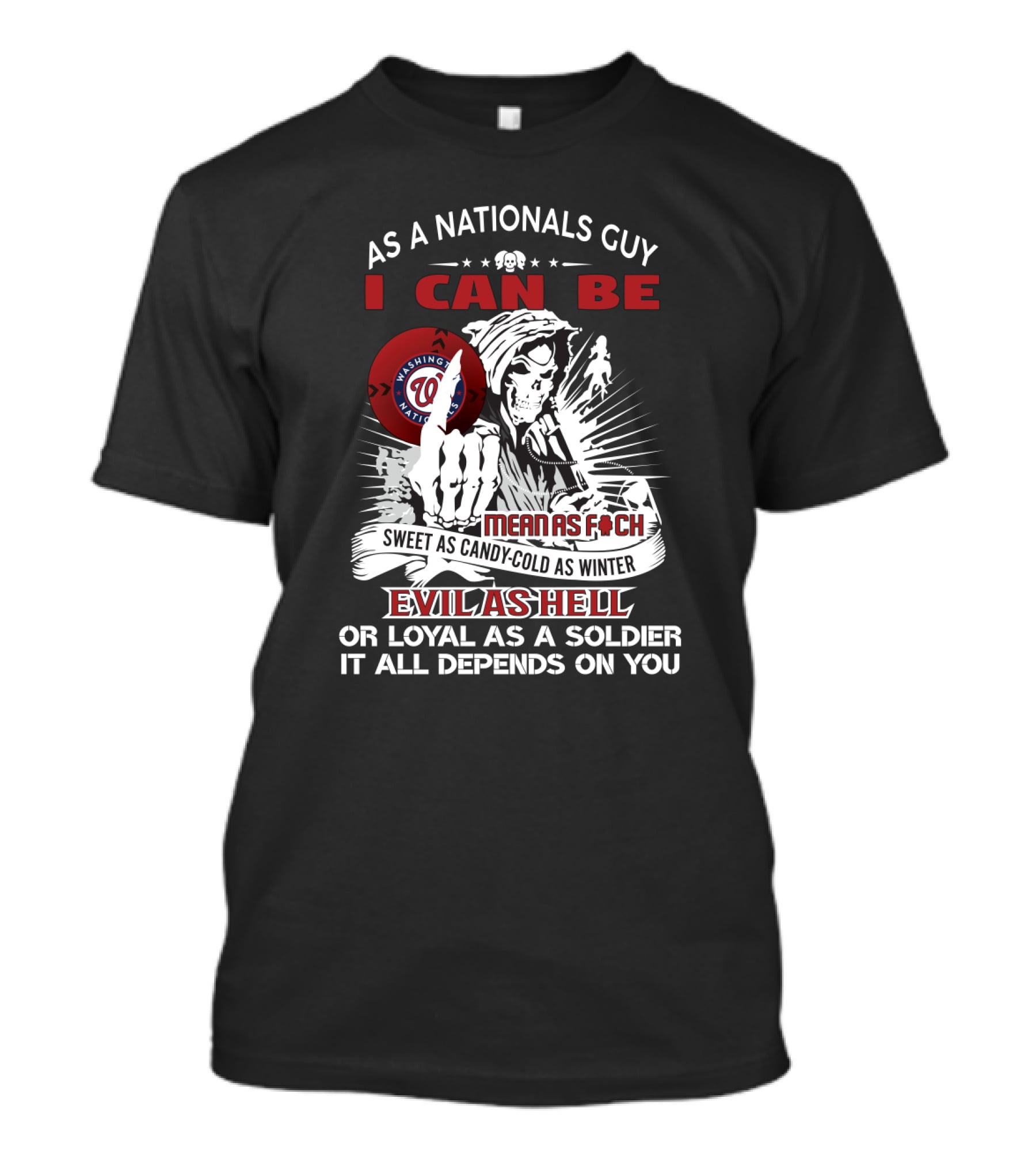 Nationals Fan Grim Reaper: Fierce Loyalty And Attitude Display With Washington T-Shirt