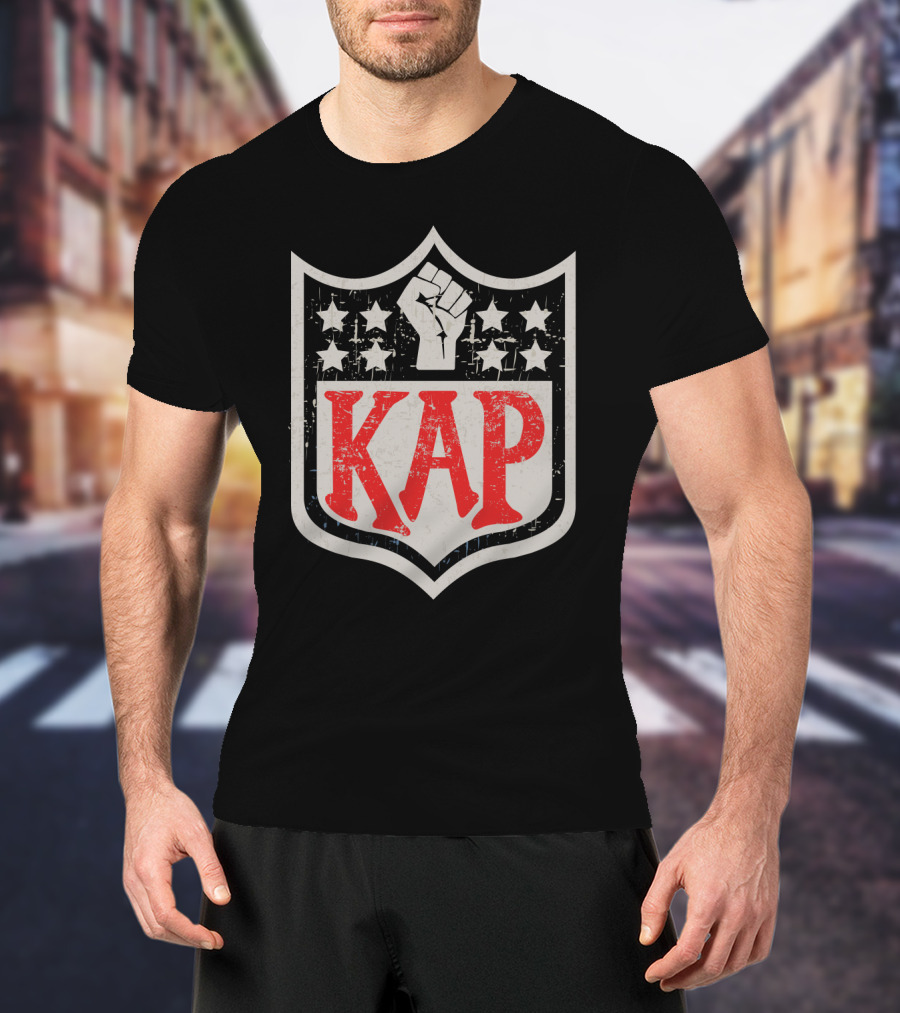 Kap Raised Fist Nfl Style Stars T-Shirt