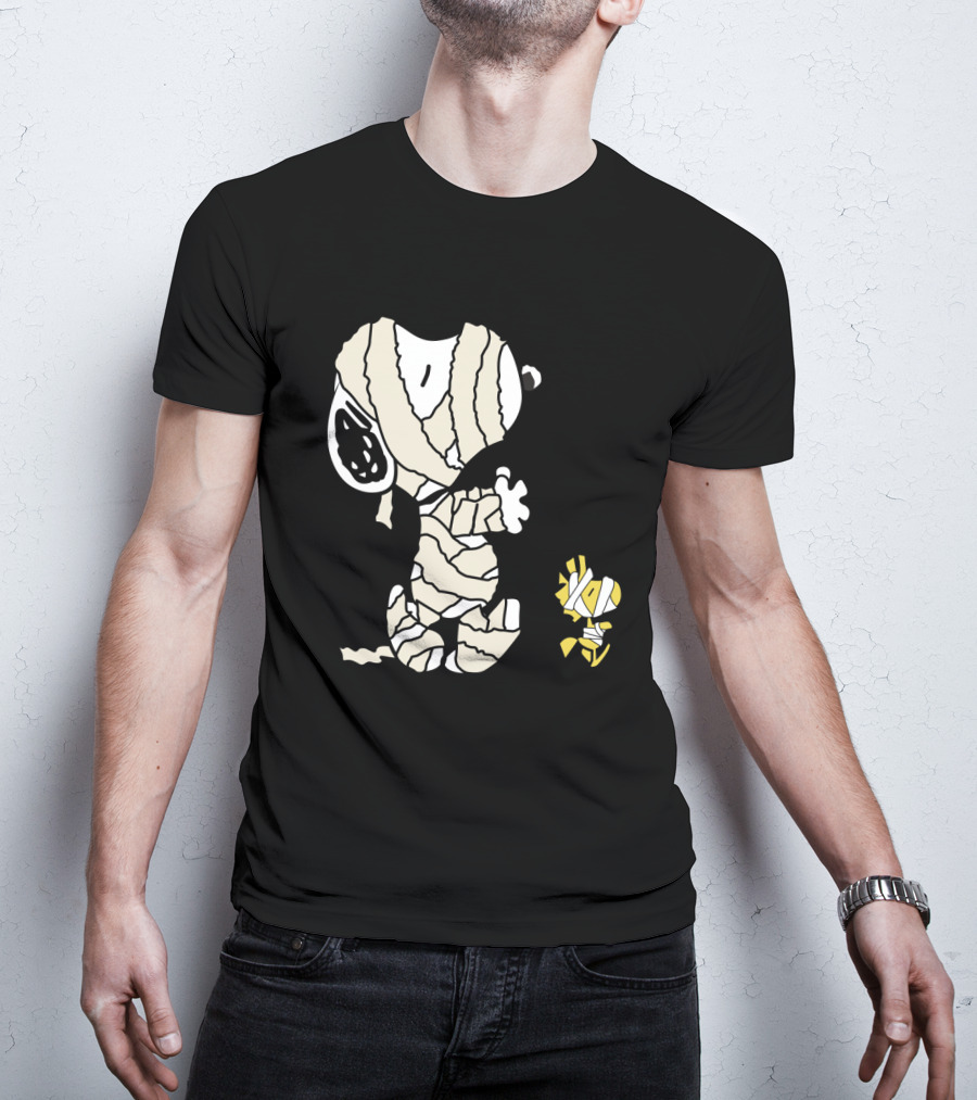 Peanuts Snoopy Mummy Wrapped Woodstock Halloween T-Shirt