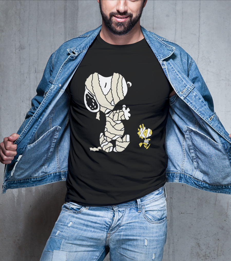 Peanuts Snoopy Mummy Wrapped Woodstock Halloween T-Shirt