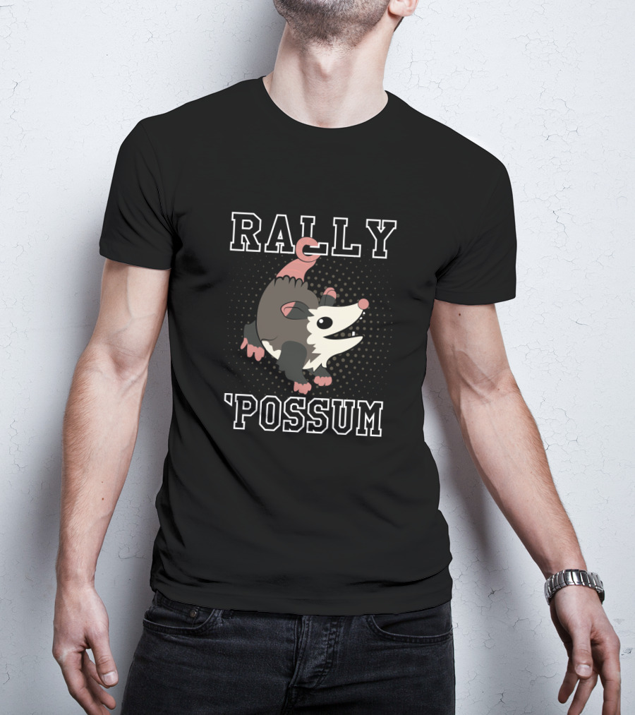 Rally Possum Cartoon Animal With Stars T-Shirt