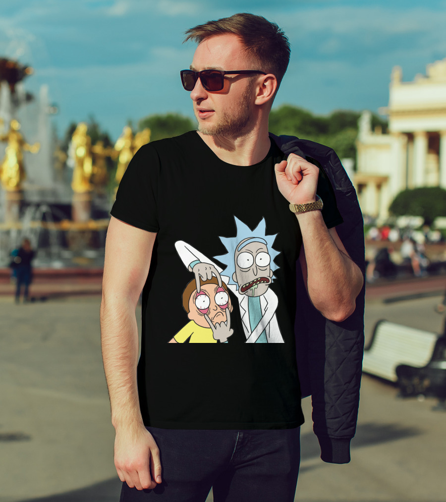 Rick And Morty Screaming Eye-Popping Gesture T-Shirt