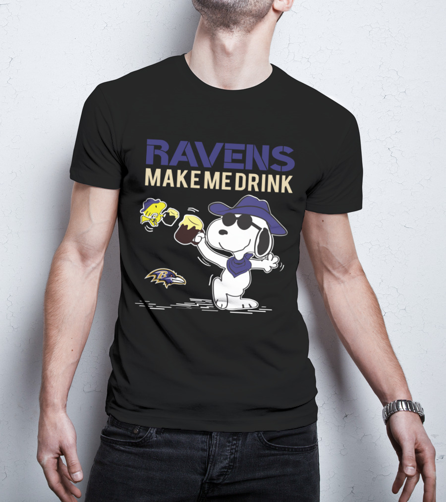 Ravens Make Me Drink Snoopy Baltimore Ravens Fans T-Shirt