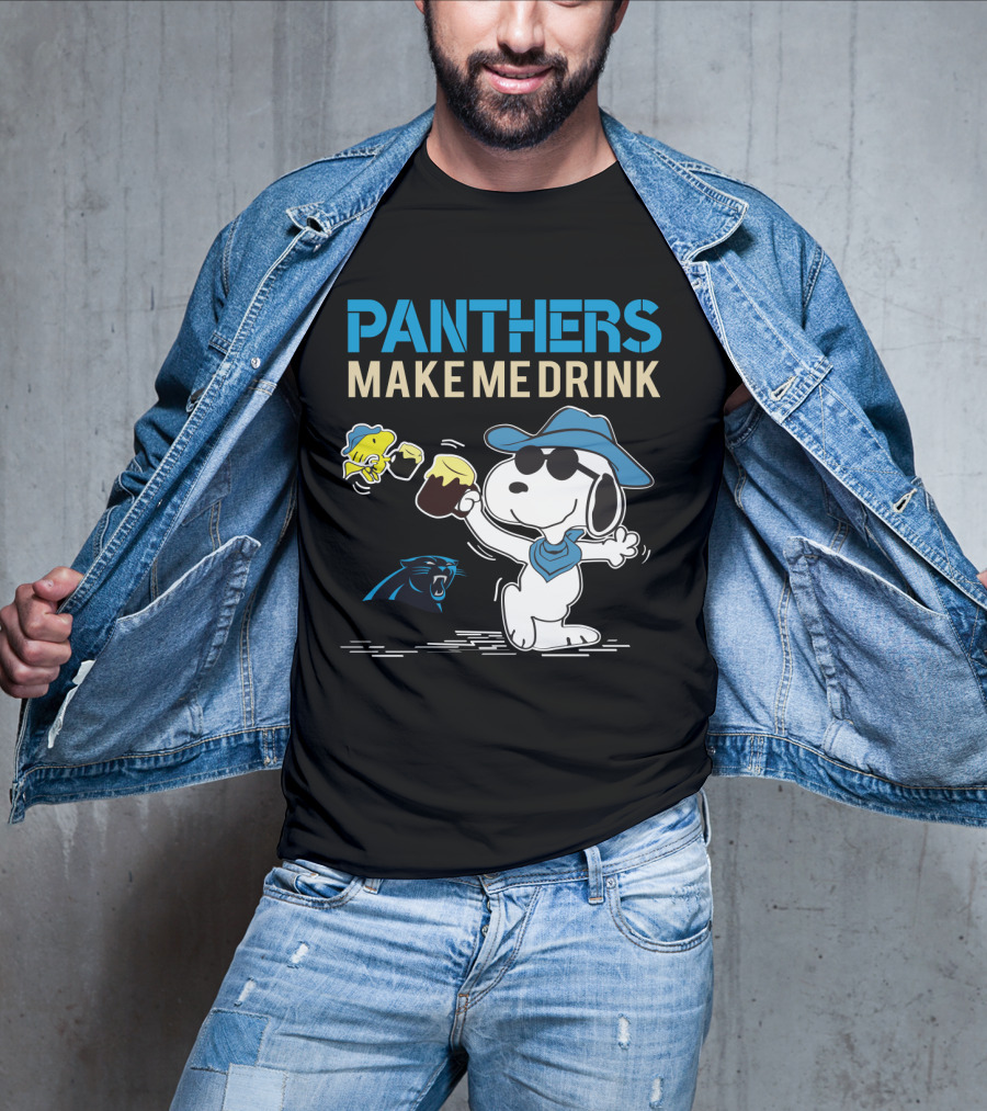 Panthers Make Me Drink Snoopy Carolina Panthers Fans T-Shirt