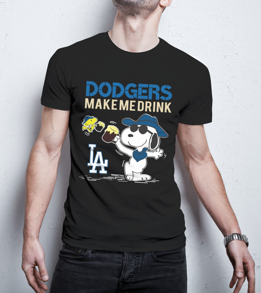 Dodgers Make Me Drink Snoopy LA Dodgers Fans Iconic T-Shirt