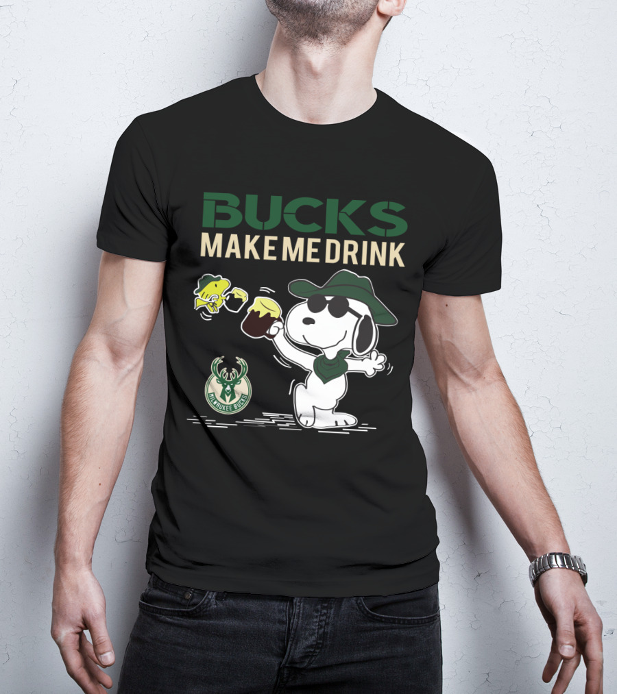 Bucks Make Me Drink Snoopy Milwaukee Bucks T-Shirt