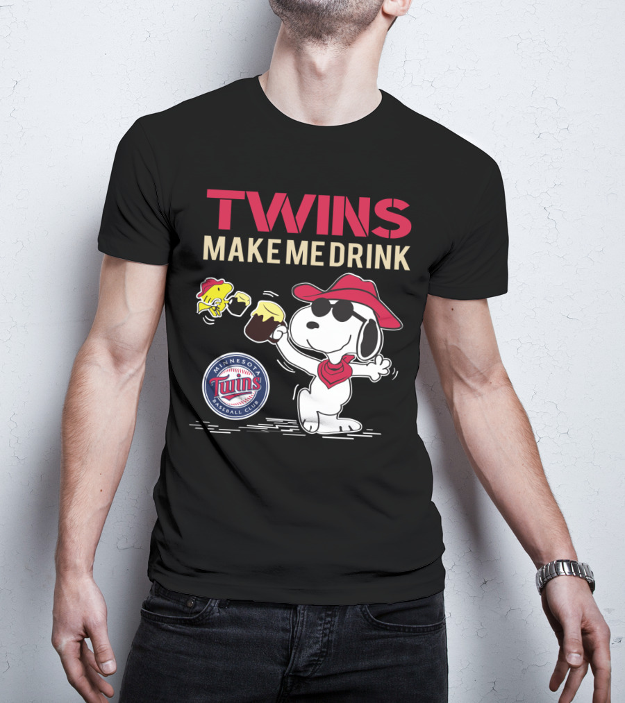 Snoopy Twins Make Me Drink Minnesota Baseball Club Fans T-Shirt