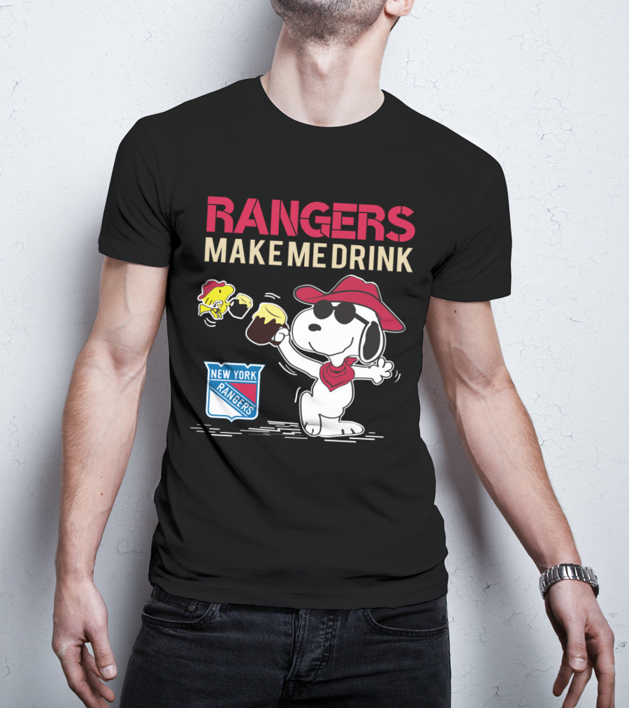 Snoopy New York Rangers Make Me Drink Shirt Fans Beer Cheers Hockey T-Shirt