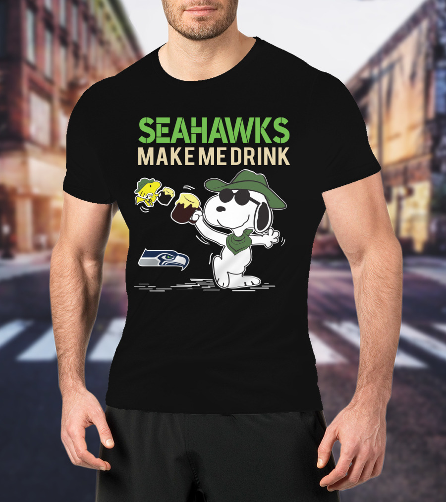 Seattle Seahawks Make Me Drink Snoopy Fan Celebration T-Shirt
