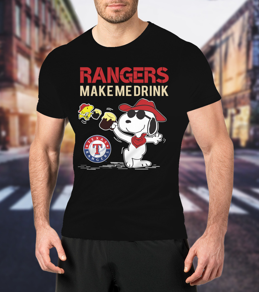 Texas Rangers Snoopy Makes Me Drink T-Shirt