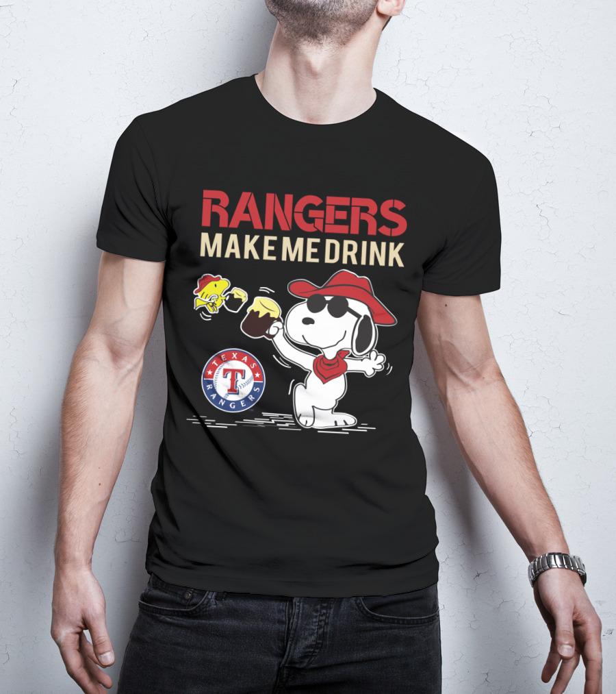 Texas Rangers Snoopy Makes Me Drink T-Shirt