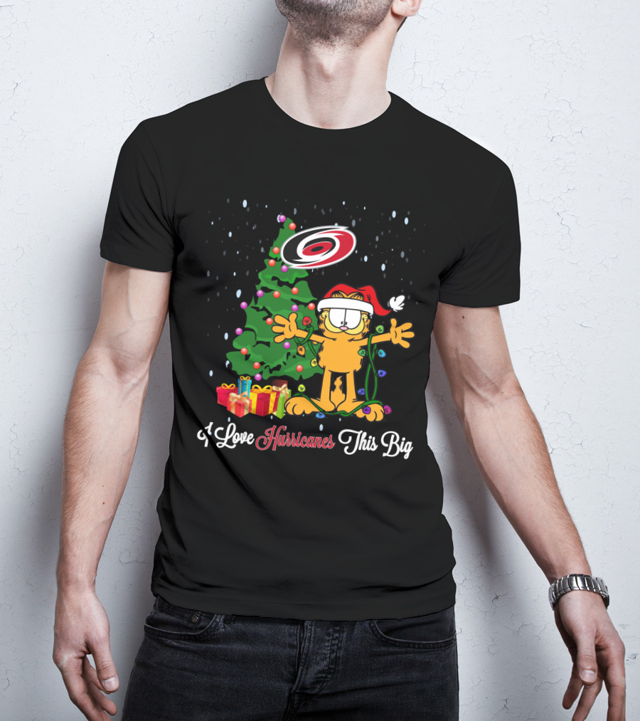 I Love Carolina Hurricanes This Big Garfield Christmas Tree Presents T-Shirt