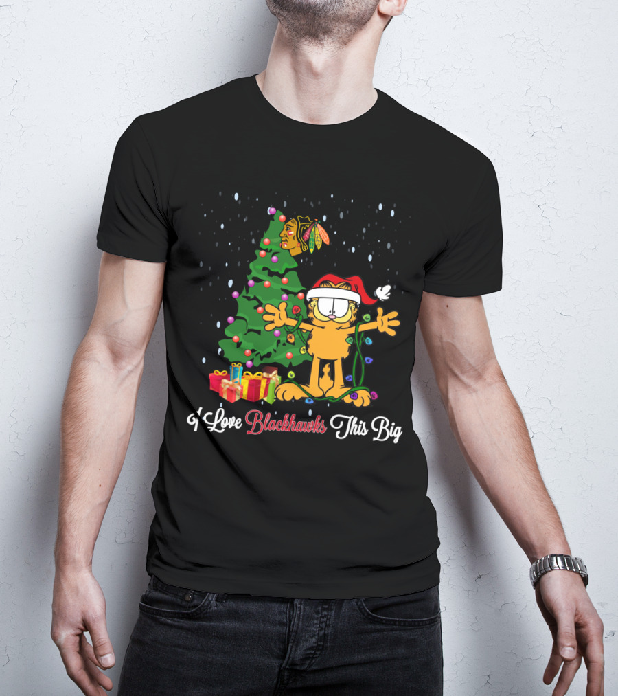 I Love Blackhawks This Big Christmas Garfield Chicago Blackhawks T-Shirt