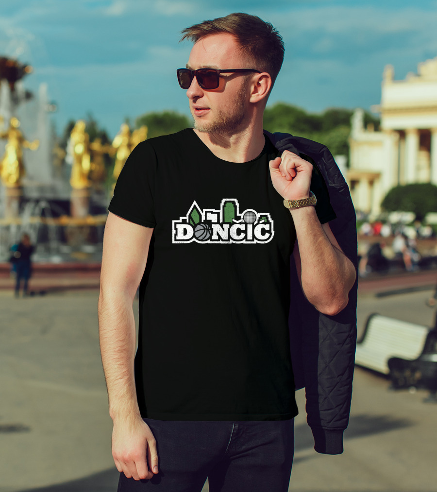DONCIC Basketball Skyline Green City T-Shirt