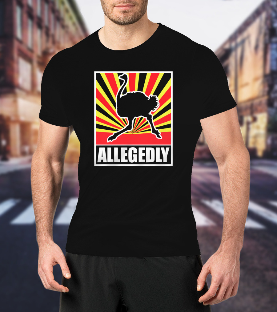 Allegedly Ostrich Silhouette On Bold Radiant Stripes T-Shirt